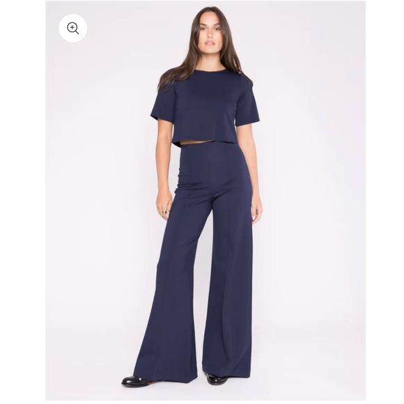 Ripley Rader Navy Ponte Knit Wide Leg High Waist Pants Trouser Blue Navy S, 3=M - Picture 1 of 5